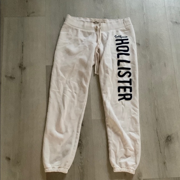 Hollister jogger pants logo y2k‎ white beige Lowe rise vintage lounge wear - Picture 1 of 8
